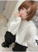 キャラメルベージュショートウルフ