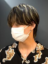 エルマーク 天王寺(L-MARK)&nbsp;ハイライトツイストパーマアップバング短髪メッシュ