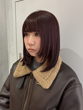 ヨーク(YOKE) 【YOKE】ワインレッドボルドーカラー暖色レイヤーカット10代20代