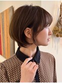 小顔見せショートベージュカラーブリーチしない透明感カラー