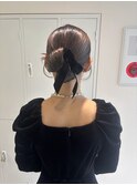 結婚式お呼ばれヘアセット/ボブアレンジ/タイトシニヨン