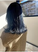 大人可愛い ネイビーブルー 透け感カラー