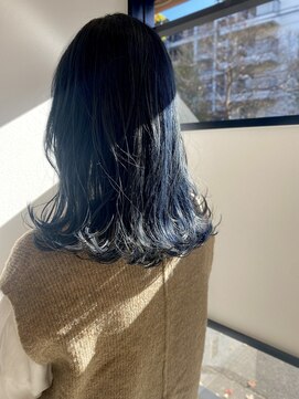 アネラヘアー(Anela hair) 大人可愛い ネイビーブルー 透け感カラー