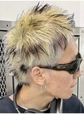 spiky short×point design [新宿駅/ウルフ/アッシュブラック]