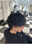 メンズパーマツイスパ波巻きスパイラルマッシュセンターパート