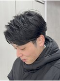 メンズセンターパート/ニュアンスパーマ/ダークアッシュ