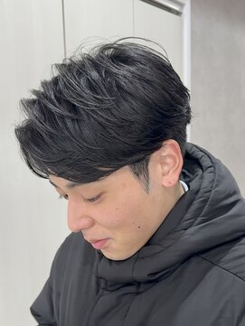 メレ 仙台(Mele) メンズセンターパート/ニュアンスパーマ/ダークアッシュ