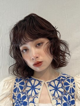ラボヌールヘアーノーブル 新越谷店(La Bonheur hair noble) セミディシアーカラー韓国風ボブ美髪ピンクブラウン
