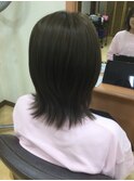 小顔大人可愛い外ハネ黒髪暗髪ミディ20代30代40代