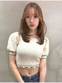 イメチェンピンクベージュアンブレラカラー仙台レイヤーカット