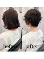 ヘアサロン ドットプラス 町田店(dot. plus) ショートパーマ/黒髪/クラゲヘアー/オリーブグレー/町田
