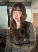 レイヤーカットミディアムレイヤーオリーブベージュ赤み消し