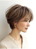 大人ショートレイヤー白髪ぼかし脱白髪染め40代50代60代原宿