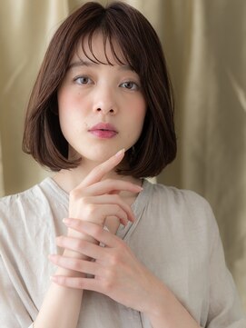 カバーヘア ブリス 志木南口駅前店(COVER HAIR bliss) 流しバンググレージュアッシュAラインワンカールボブ30代40代W