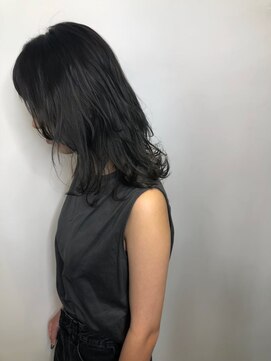 フロート 小阪店(float) 黒髮ミディ_マロンベージュ Aラインボブ かきあげ