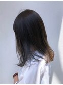 ダークカラー_マロンベージュ Aラインボブ かきあげ