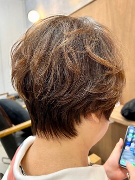 リッチ 菊名店(Rich) ショートパーマ ブラウン 白髪ぼかし ボリューム 菊名