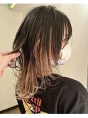 フルインナー　ミディアムウルフ　インナーカラー　ロングウルフ