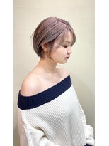 モリグリーン(MORI GREEN)&nbsp;◆大人小顔ボブ【全頭ブリーチデザインカラー】ラベンダーピンク