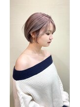 モリグリーン(MORI GREEN) ◆大人ボブ【全頭ブリーチ・デザインカラー】ラベンダーピンク