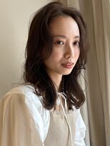 ソンノ(sonno)&nbsp;マロンベージュ　センターパート　セミロング　顔周りカット