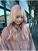 全頭ブリーチゆるふわロングヘア小顔レイヤーカット20代30代