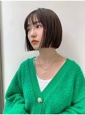 切りぱなしボブワンレンボブシースルーバング