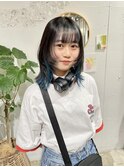 ウフルカット×インナーブルーカラー