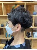 2ブロショートカット　濃いめアッシュ系カラー