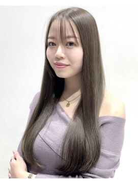 ワン バイ ジエクト(One by The Ect) 【レイヤーロング】うる艶オリーブベージュ＆シースルーバング