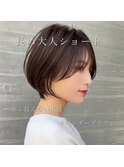 大人可愛い20代30代40代黒髪前下がりショートボブ丸みショート◎