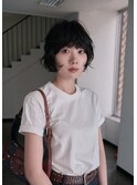 前上がりのミニボブとパーマ
