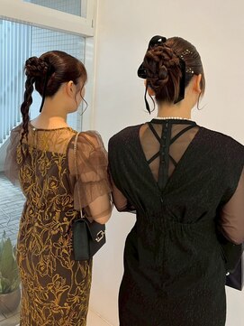 リカロヘアー(Ricaro hair) ご友人と一緒にヘアセット*編み込み/リボンアレンジ