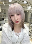 ホワイトシルバー×パールベージュ×エンドカラー｜栄