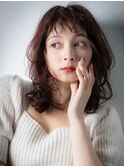 前髪パーマモーブブラウン小顔ミディアムレイヤーz志木20代30代