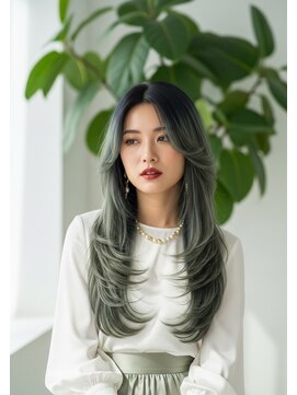 ハイレイヤーカット/全頭ブリーチ/シャギー/ハッシュカット