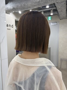 サンドレオ 新宿店(sand Leo) 顔周りカット/縮毛矯正/ダークブラウン/コーラルピンク