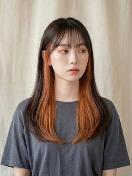 ココカラヘアー ニコ(cococara hair nico) インナーカラー/イヤリングカラー/オレンジ/艶髪