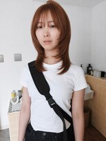 ネルケ 立川(nelke)&nbsp;ブリーチなしダブルカラー、レイヤーカット、オレンジブラウン