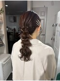 編み下ろしヘアセットローポニーアレンジ玉ねぎヘアお呼ばれヘア