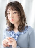 濡れ髪シースルーバング小顔バレイヤージュb古河10代20代30代