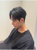 ダウンパーマ　韓国メンズヘア　センターパート