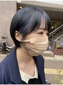 丸みショート/インナーカラーブルー