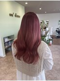 ケアブリーチダブルカラーピンクカラーコテ巻き