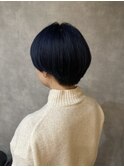 ネイビーブルーショートボブ
