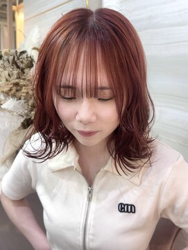 エルバイラビス 大宮(elu by lovis) 《Kanna》Wカラー/ブリーチなしカラーオンカラー/チェリーレッド