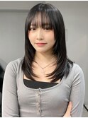 小顔 前髪 レイヤーカット ホワイトグレージュ"