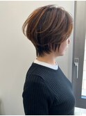 ◇ショートボブホワイトグレージュミニウルフチェリーブラウン
