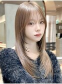 髪質改善縮毛矯正レイヤーカット顔周り前髪韓国ミニウルフ/大宮