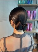 【リボンシニヨン】結婚式銀座お団子タイトヘアセットアレンジ